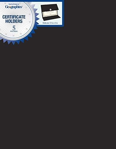 Tri Fold Black Certificate Holder, Linen Texture, 9.25" x 12.5", 5/Pack (47838)