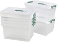 Gloreen 14 Quart Clear Storage Bins with Lid, Multipurpose Plastic Latch Box, 6 Packs