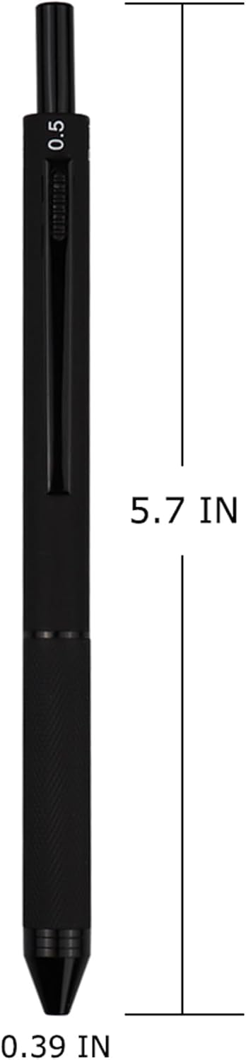 DUNBONG 4 in 1 Multicolor pen, Metal Cased Multifunction Pen, 0.5mm Mechanical Pencil, Red, Blue and Black, 1-Count (Black)