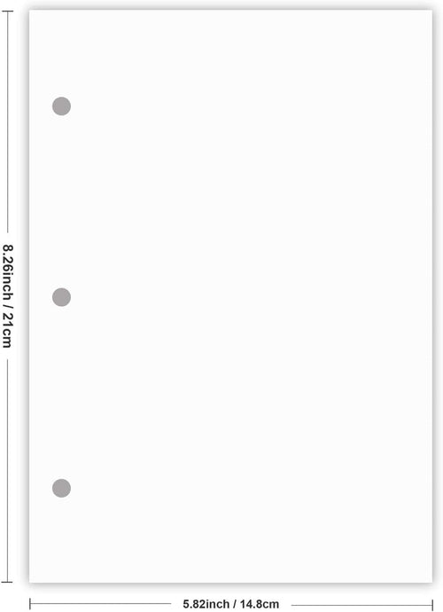 (5-Pack) A5 Filler Paper, 3 Hole Planner Refills, Organizer, Loose-leaf Binder Paper, Total 500 Sheets/1000 Pages, 100gsm, Blank, White Paper, 5.8 x 8.2 Inch, 3 Hole Filler Paper