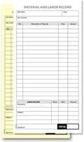 2 Part Carbon-Less Material & Labor Record Books (10 Books)