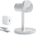 MagFusion 3-in-1 Charging Station Compatible with MagSafe, Qi2 Certified 15W Wireless Charger Stand, Magnetic Charger for iPhone 17/16/15/14/13/12 Series, Apple Watch, AirPods, Silver