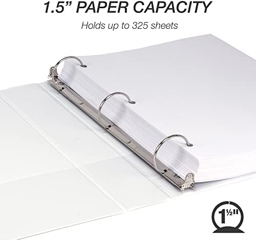 Samsill 1.5 Inch 3 Ring Binders, Made in USA, Economy Round Ring, Clear View Cover, 325 Sheet Capacity - for School, Home, Office - White, 6 Pack