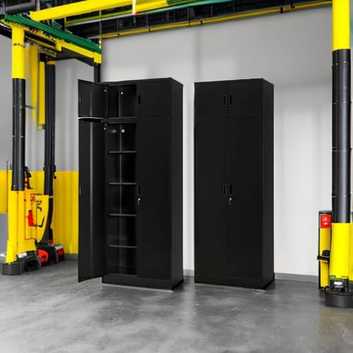 BESFUR Metal Storage Cabinet 87" H,Tall Locking Storage Cabinets with Top Cabinet and 4 Adjustable Shelves for Home Office, Garage,School, Apartment, Warehouse, Utility Room，Black