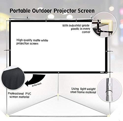 Pyle 100" Outdoor Portable Matt White Theater TV Projector Screen w/Triangle Stand - 100 inch, 16:9, 1.15 Gain Full HD Projection for Movie/Cinema/Video/Film Showing outside Home