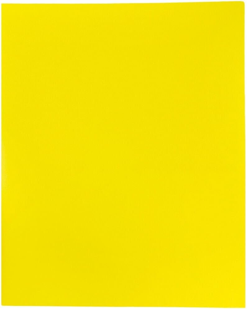 JAM PAPER Plastic 2 Pocket POP Folders - Durable School Folders - Yellow - Bulk 144/Box