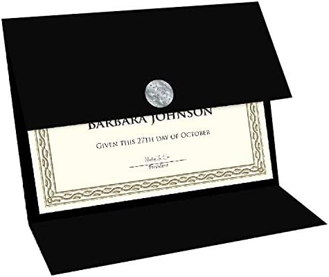 Certificate Holders - Tri-Fold Navy Linen 9.25x12.5 Inches - 50 Pack - Embossed Die-Cut 80 lb Cover Stock - Silver Medallion Foil Stamp - Ideal for Awards - 218 GSM Document Holder