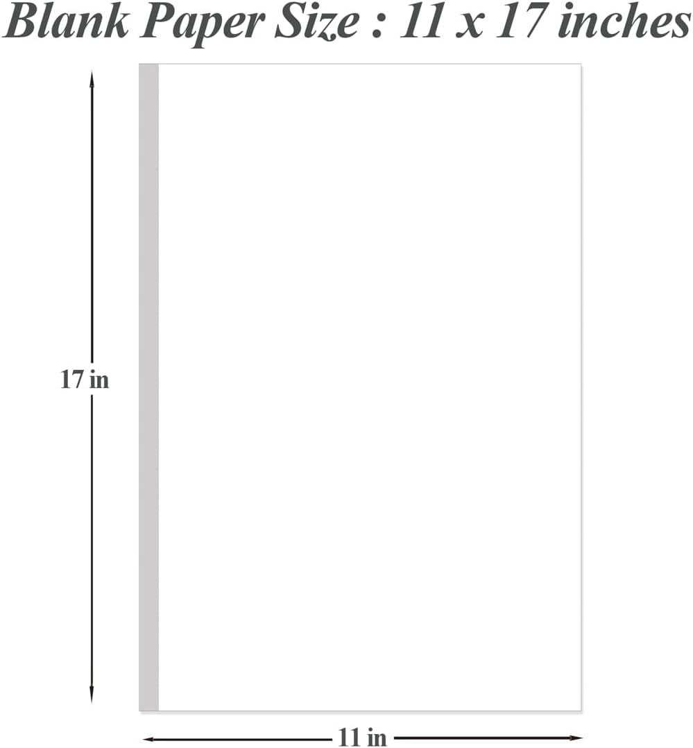 (3-Pack) 11" x 17" Blank Print Paper, 135Sheets/270Pages Copy Paper, DIY Template Printing in Office, 100gsm Blank Paper