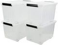 4-Pack Clear Plastic Storage Bins with Lid, 42 L Large Plastic Storage Box