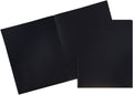JAM PAPER Plastic 2 Pocket POP Folders - Durable School Folders - Black - Bulk 48/Pack