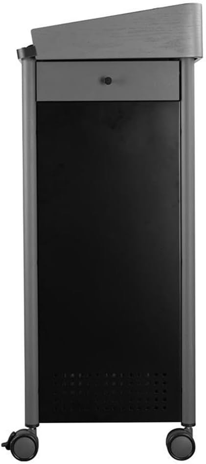Pemberly Row Contemporary Metal Lectern with Shelves in Charcoal