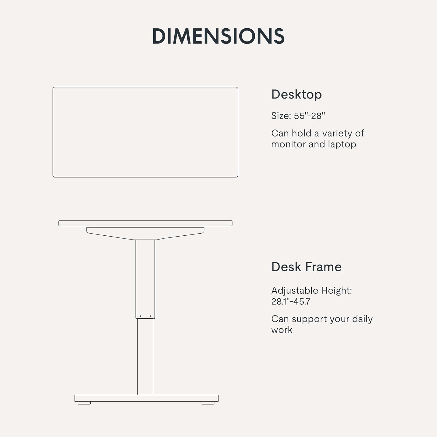 FLEXISPOT EN1 Whole-Piece Standing Desk, 55x28 Inches Electric Sit Stand Desk with Automatic Smart Keypad (Black Frame + Rustic Top, 2 Packages)