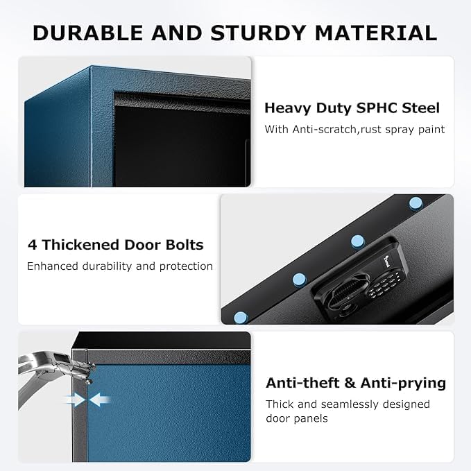 Bonsaii Large Safe Box 1.8 Cubic Feet with Digital Lock, Steel Security Safe Box with Removable Shelf for Home, Office, Cash, Valuables, Jewelry, 14.2" x 12.99" x 19.7"