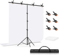 5x6.5Ft White Screen with Stand Kit, T-Shape Backdrop Stand Tabletop Photo Shoot for Jewelry Cosmetics, White Background with Adjustable Photo Backdrop Stand for Photography, Zoom with Case&Clips