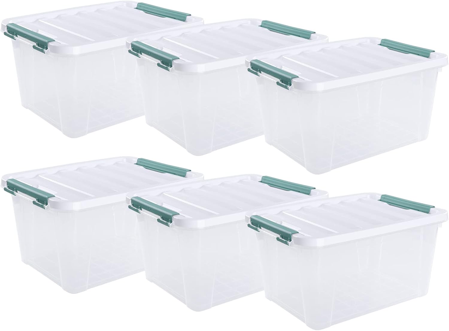 Xyskin 6-Pack 20 Quart Plastic Storage Boxes, Latching Storage Bin Box, Clear