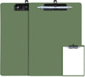 Clipboard with Pen Holder, 2 Pack Plastic Clipboard with Low Profile Metal Clip, Hanging Clip Boards Holds 8.5x11 Inch Papers, Standard A4 Letter Size Clip Boards for Offices & School, Green