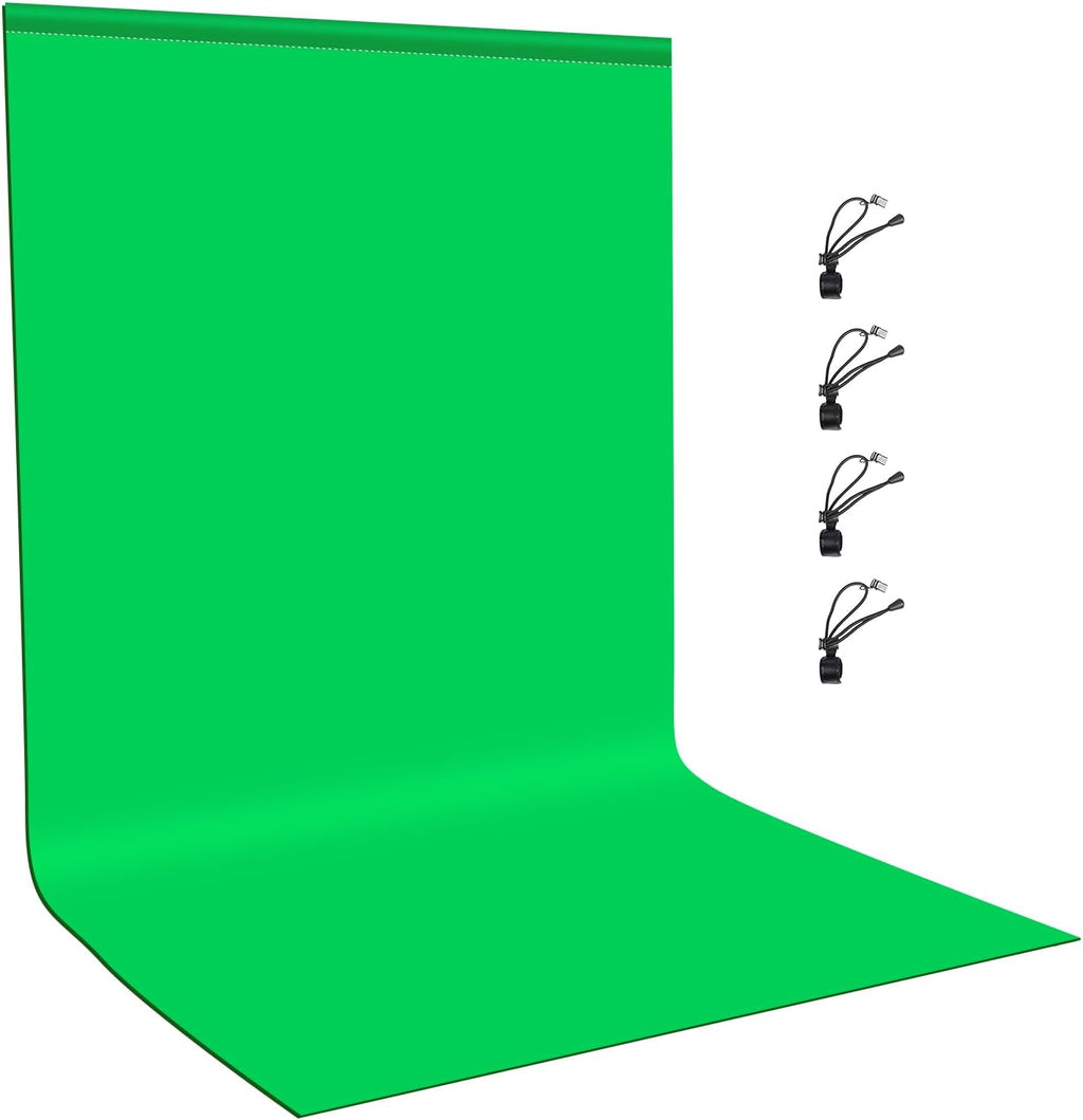 Green Screen Background for Photography, PULUZ Green Screen Sheet 3.3ft×6.6ft Background Kit Cloth Fabric Curtain with 4 Clamps Backdrop for Video Recording, Photoshoot and YouTube