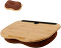 SUMISKY Lap Desk for 14" Laptops-Bamboo Laptop Desk with Cushion & Phone Holder, Portable Laptop Stand with Tray, 15x11 Inches