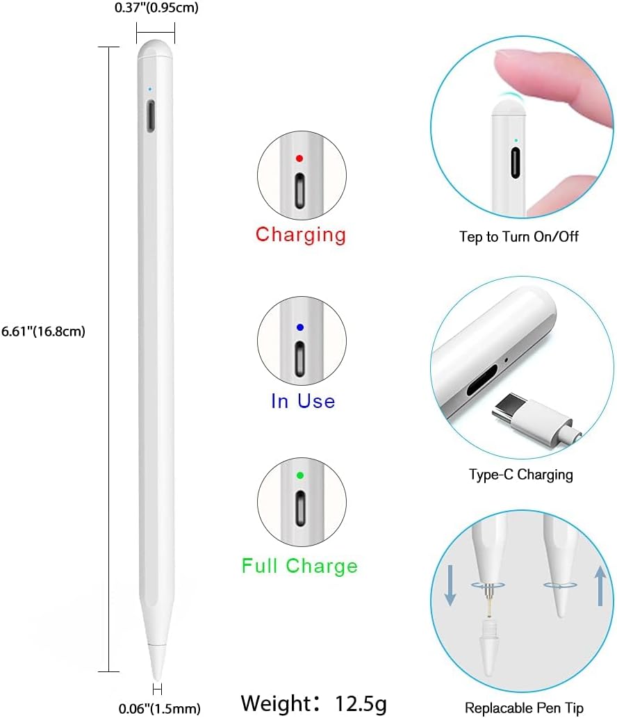 ANYQOO Stylus Pen for iPad 6th-11th Generation - Fast Charge Magnetic Pencil, Compatible with 2018-2025 Apple iPad Pro 11"/12.9"/M4, iPad Air 3/4/5/M2/M3, iPad mini 5/6 Gen/A17Pro