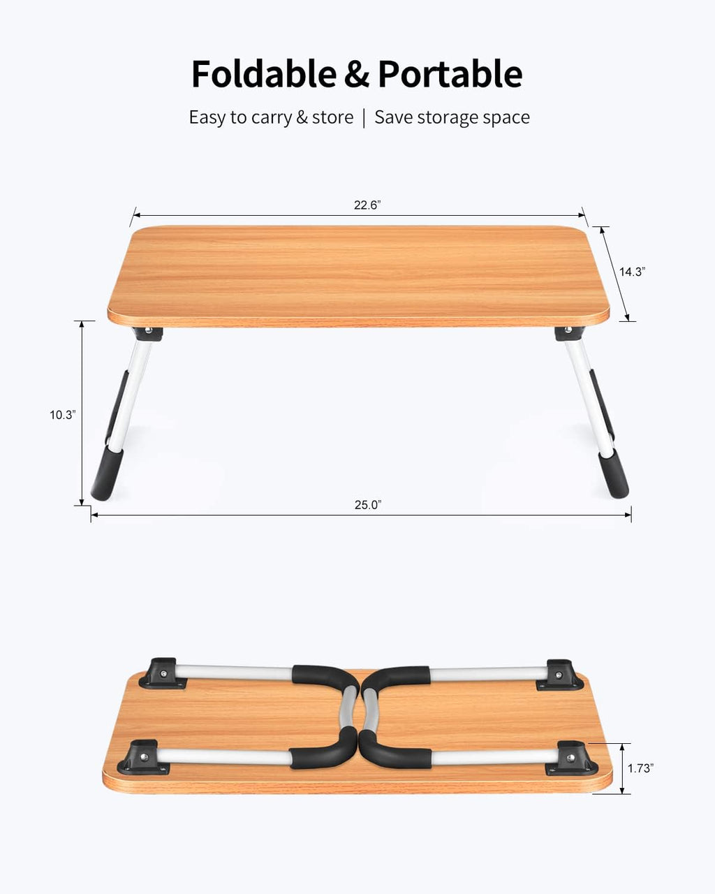 Ruxury Folding Lap Desk Laptop Stand Bed Desk Table Tray, Breakfast Serving Tray, Portable & Lightweight Mini Table for Sofa Couch Floor - - Wood