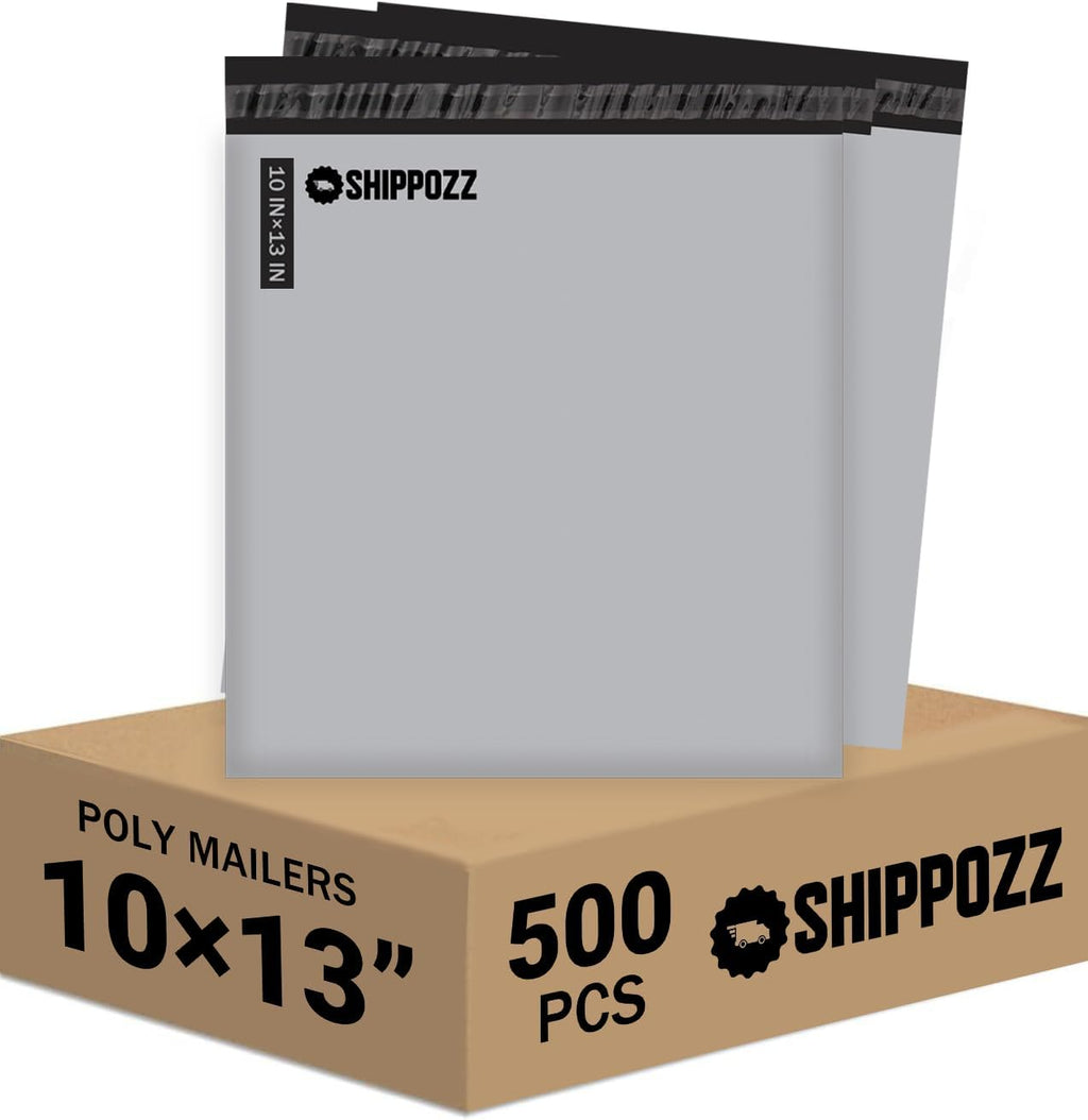 10 x 13 500pcs Shippozz Poly Mailers – Durable Shipping Envelopes with Strong Adhesive Seal, Waterproof and Tear-Resistant Design – Ideal for Clothing, Books, and Accessories