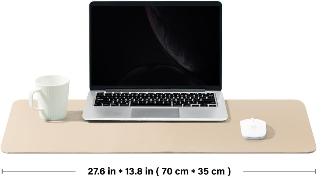 Leather Desk Mat - Non-Slip PU Desk Pad for Office and Home - Desk Organization and Accessories - Ideal for Large Mouse Pad and Desk Mats on Top of Desks (Apricot,27.6"x 13.8")