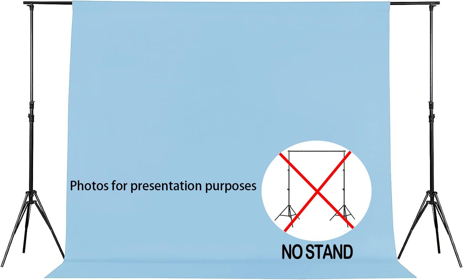 Joccun 5X7FT Light Blue Backdrop Background for Photography,Polyester Backdrop Curtain Background Screen for Photography,Photoshoot,Video Recording,Studio, Minimum Fit Stand Width of 7FT