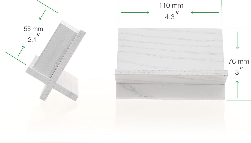 White Wood Business Card Holder Desk - Desktop Card Stand, Holders for Business Cards, Wooden Business Card Holder for Office Desk or Cafe, Bar & Restaurant Counter