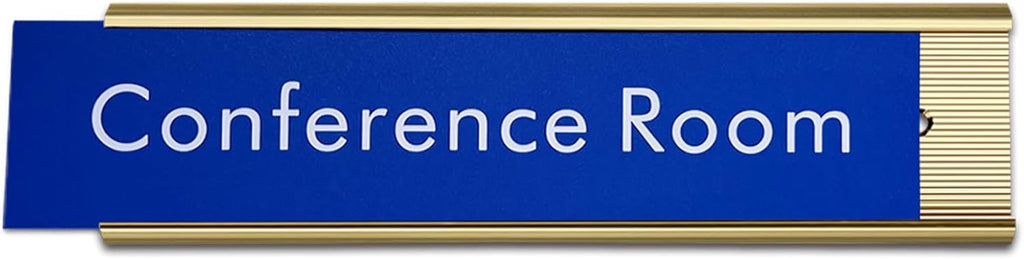 10 Pack Aluminum Name Plate Holders for Door or Wall, 2” x 8” Office Wall Mount Name Plate Holder with Textured Design and Double Sided Tape, for Office, Business, Meeting Room (Gold)