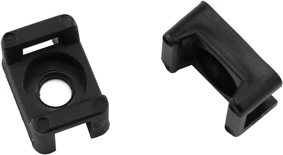 E-outstanding 100-Pack Black 4.5mm Width Cable Tie Saddle Type Mount Base Wires Holder Plastic Cord Management