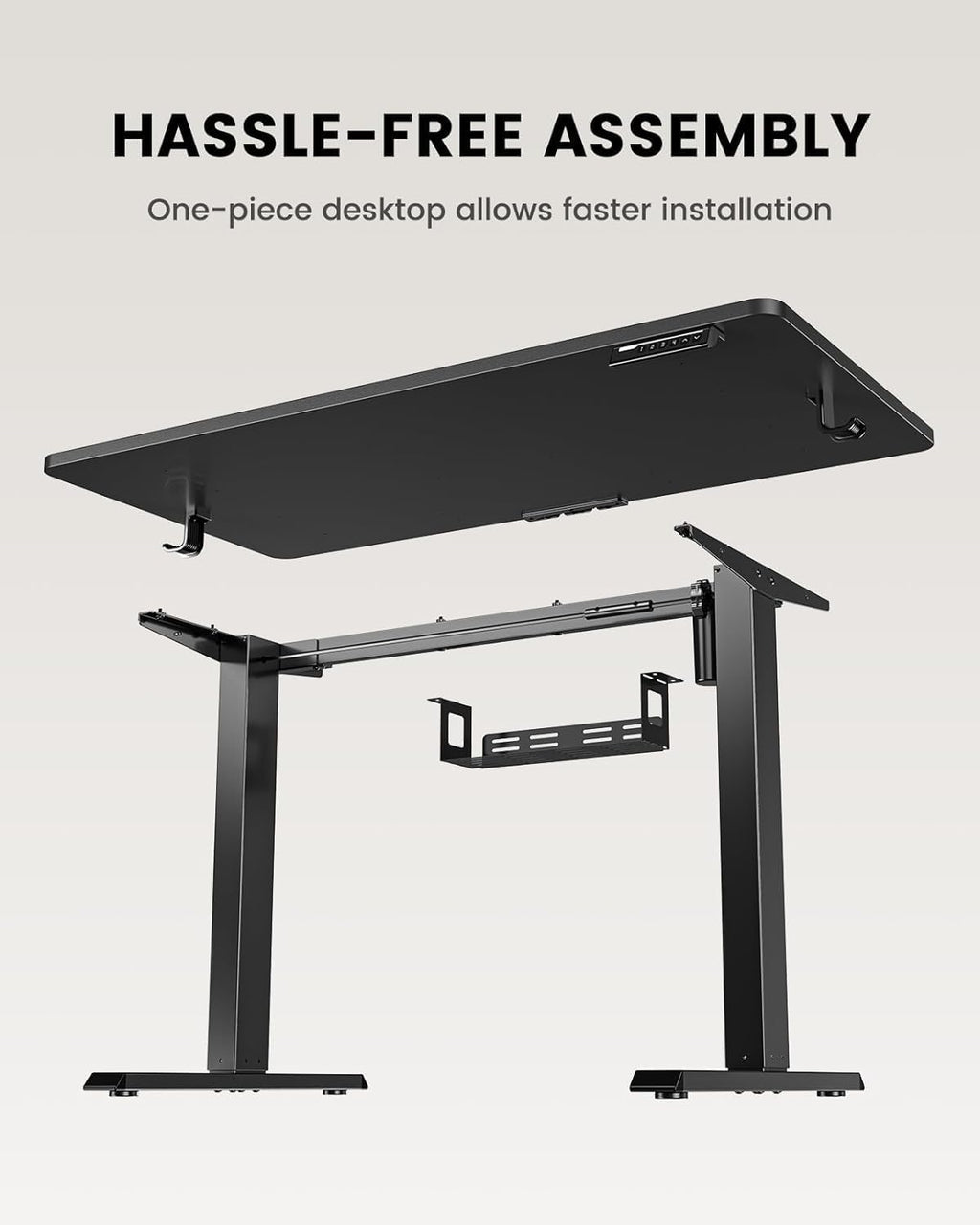 ErGear Whole Piece Standing Desk, 40x24 inch Adjustable Stand Up Desk with Cable Management Tray, Electric Computer Workstation for Home Office, Black, EGESD63B
