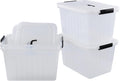 Wekioger 22 Quart Plastic Container Box with Lid, Set of 4 Latching Storage Bin with Handle, Clear
