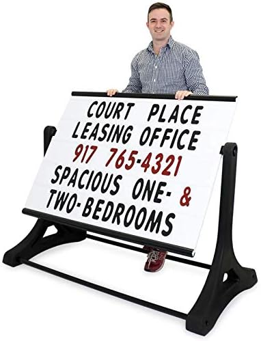 SmartSign 36"x48" Changeable Message Board Sidewalk Sign, Standard Portable Swinger Sign & Letter Kit for Outdoor, Business, Large Black Standing Frame with Wheels, USA-Made