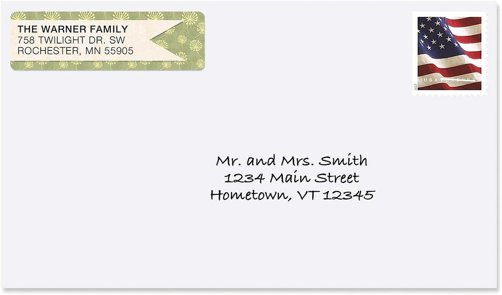 Blossom Banner Rolled Personalized Return Address Mailing Labels with Dispenser, Set of 250, 5 Designs, Small ¾ x 2½ Inch Size, Custom Self-Adhesive Sticker Roll, by Colorful Images