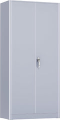 SUNCROWN 72" Metal Storage Cabinet - Heavy-Duty Metal Garage Cabinet with 4 Adjustable Shelves & 2 Doors for Tools, Office, Home, Workshop,Cement Grey