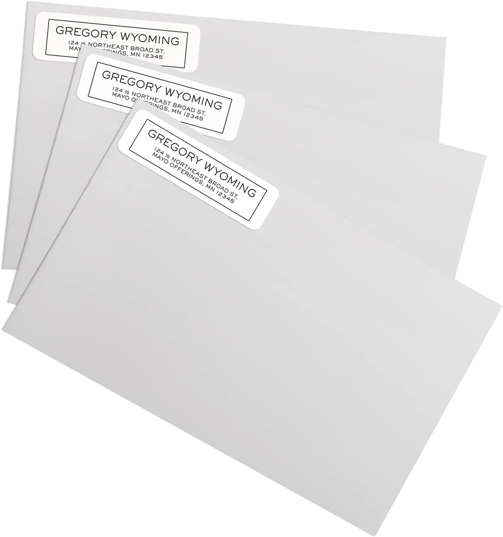 Simple Modern Outline Rolled Address Labels/Roll of 500 Square Box Personalized Address Labels/Designer Return Address Stickers in Elegant Plastic Dispenser