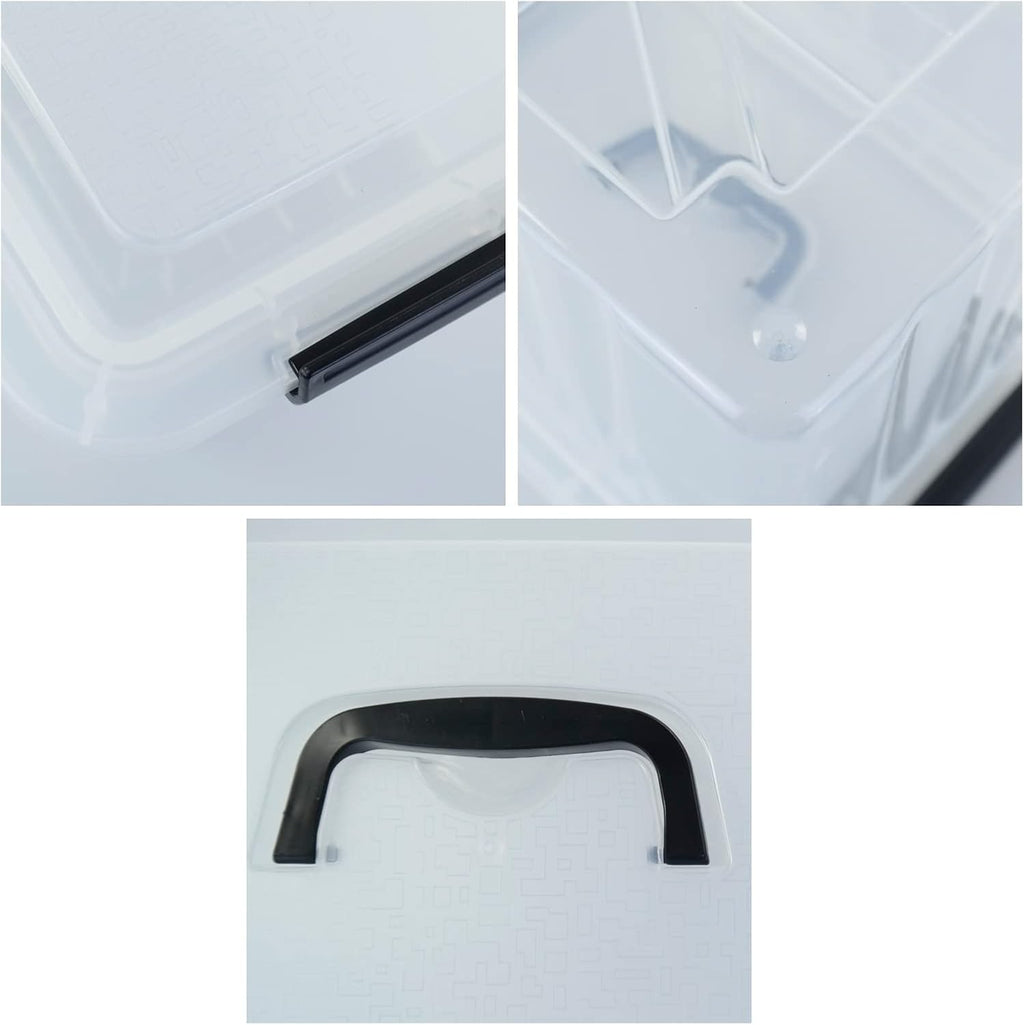 10 L Plastic Clear Storage Box, Plastic Latching Box with Lid, 6-PACK