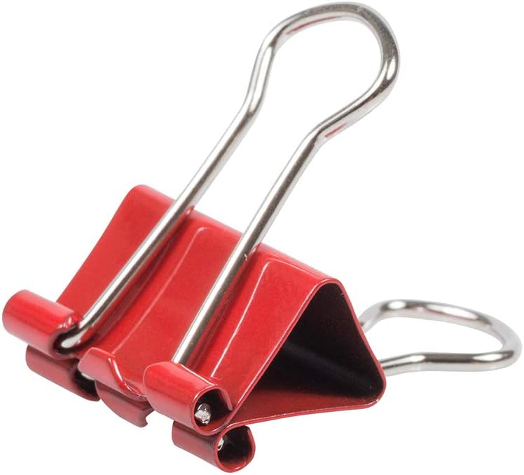 JAM PAPER Colorful Binder Clips - Small - 3/4 Inch (19 mm) - Red Binderclips - 25/Pack