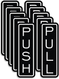 All Quality Classic Vertical Push Pull Door Signs - Great for Glass Doors | Professional Looking Signs | Easy Installation Includes Double-Sided Foam Adhesive Tape (Black) - Medium (5 Pack)
