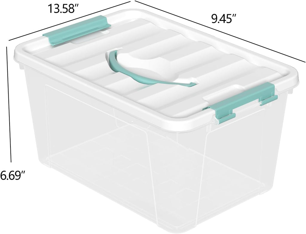 Xyskin 14 Quart Clear Storage Bins with Lid and Green Handle, Storage Latch Box/Bin Organizing Container