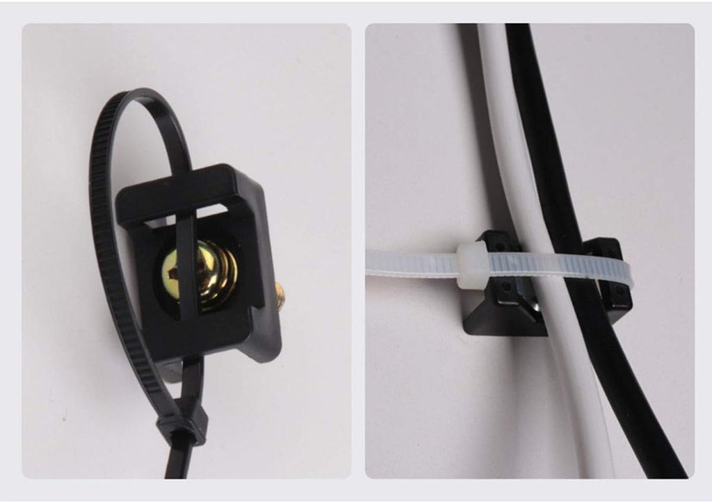 E-outstanding 100-Pack Black 4.5mm Width Cable Tie Saddle Type Mount Base Wires Holder Plastic Cord Management