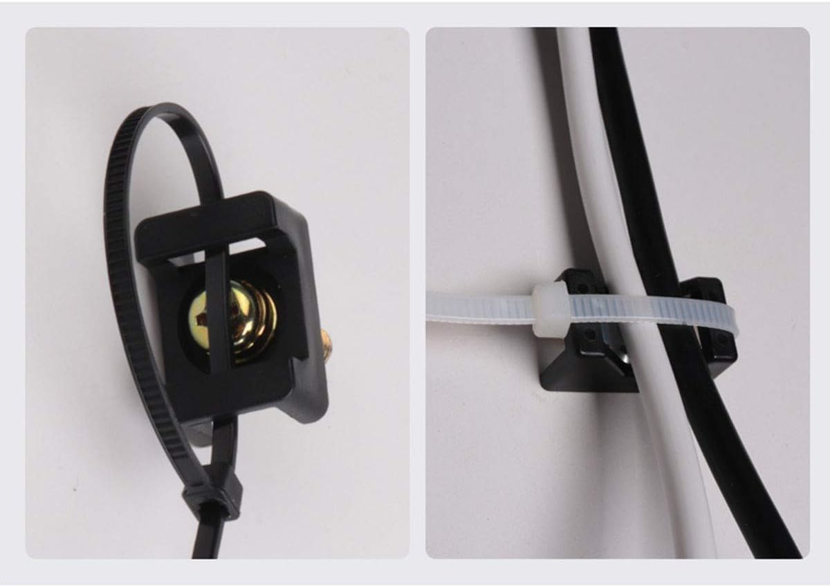 E-outstanding 100-Pack Black 4.5mm Width Cable Tie Saddle Type Mount Base Wires Holder Plastic Cord Management