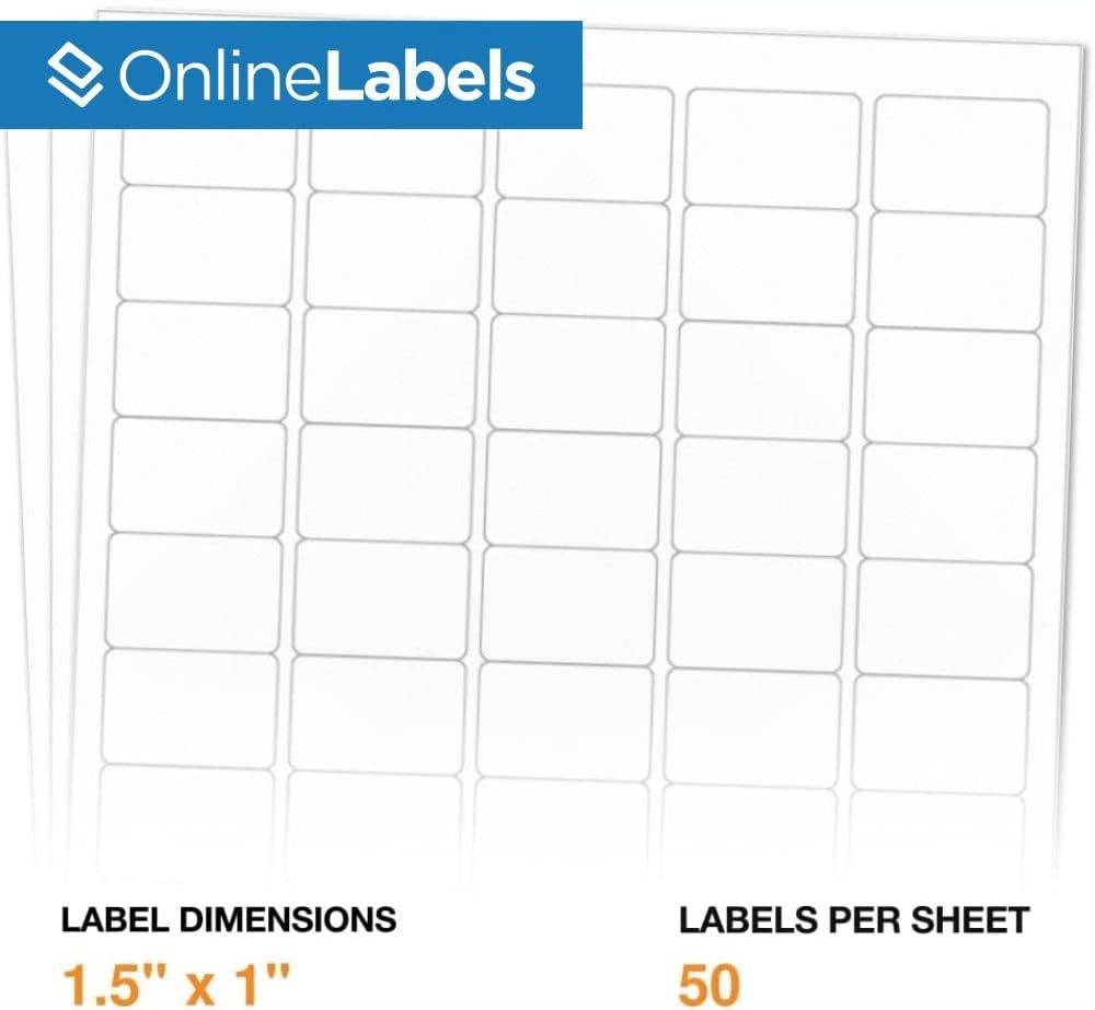 1.5 x 1 Rectangle Barcode Labels - Pack of 50,000 Labels, 1,000 Sheets - Inkjet/Laser Printer - Online Labels