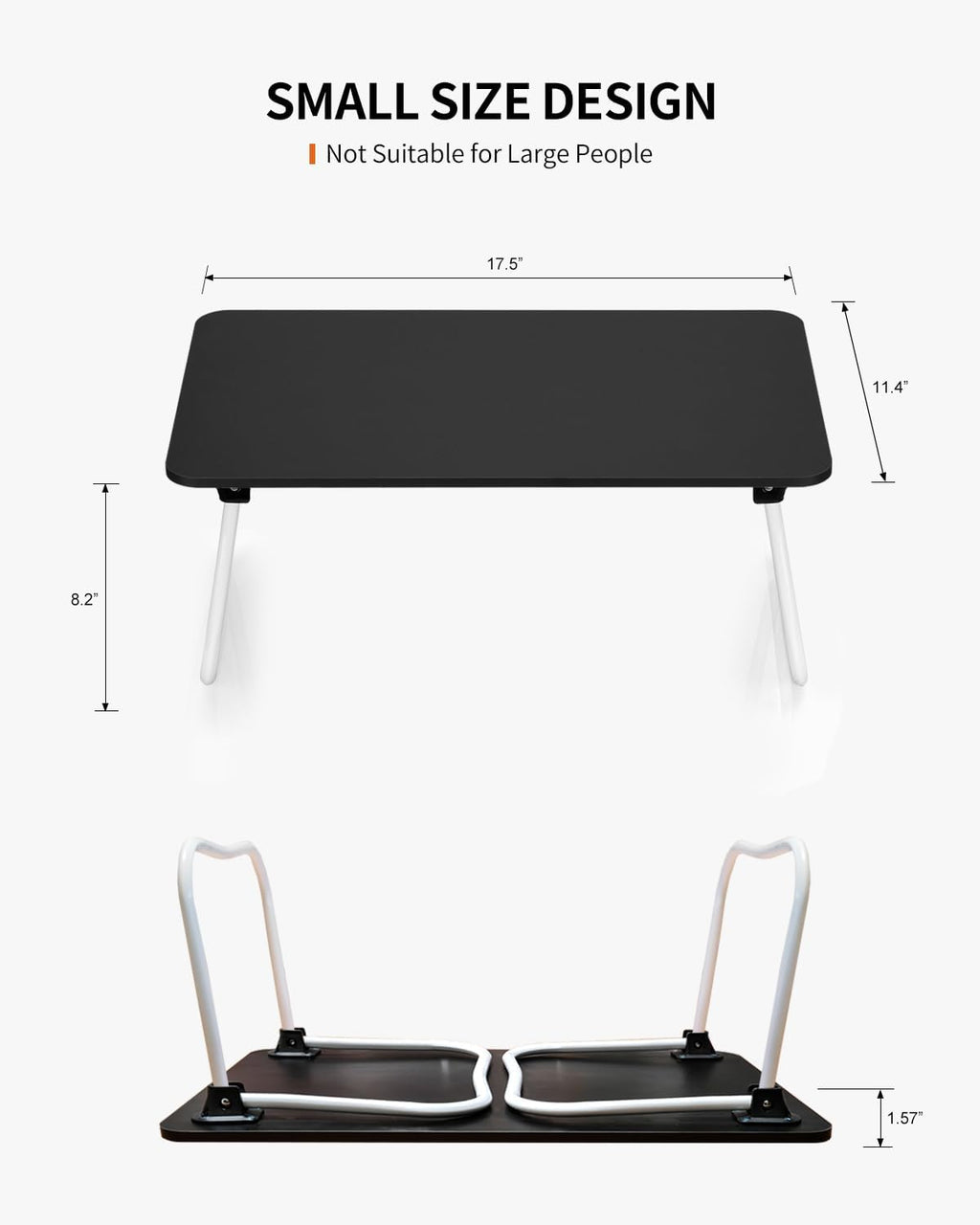 Foldable Lap Desk, Laptop Bed Desk, Portable Bed Table, Laptop Stand for Bed & Couch, Lightweight & Mini - Black