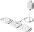 Wireless Charging Station for Apple Multiple Devices - 3 in 1 Foldable Magnetic Wireless Charger - Travel Charging Pad for iPhone 16 15 14 13 12 Pro Max Plus Watch & AirPods (White)