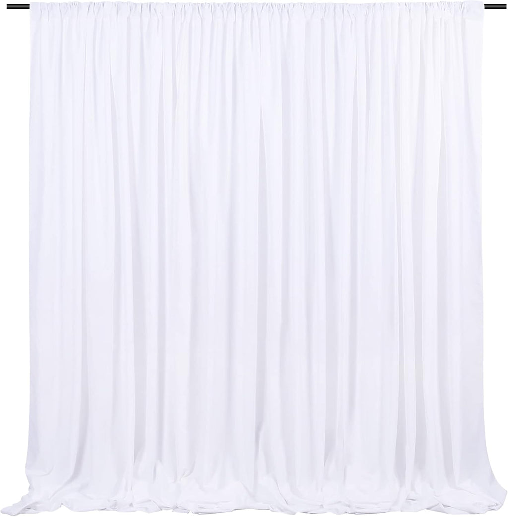 White Backdrop Curtains 2 Panels 5ft x 10ft Polyester Photo Backdrop Drapes for Wedding Party Background Decorations