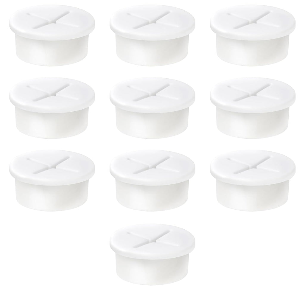 1" White Desk Grommet, JTemgle Flexible Cable Grommet Cross Rubber Cable Hole Cover Wire Organizer Caps Desktop Cord Management for Home Office TV Stands Tabletops, 10 Pieces