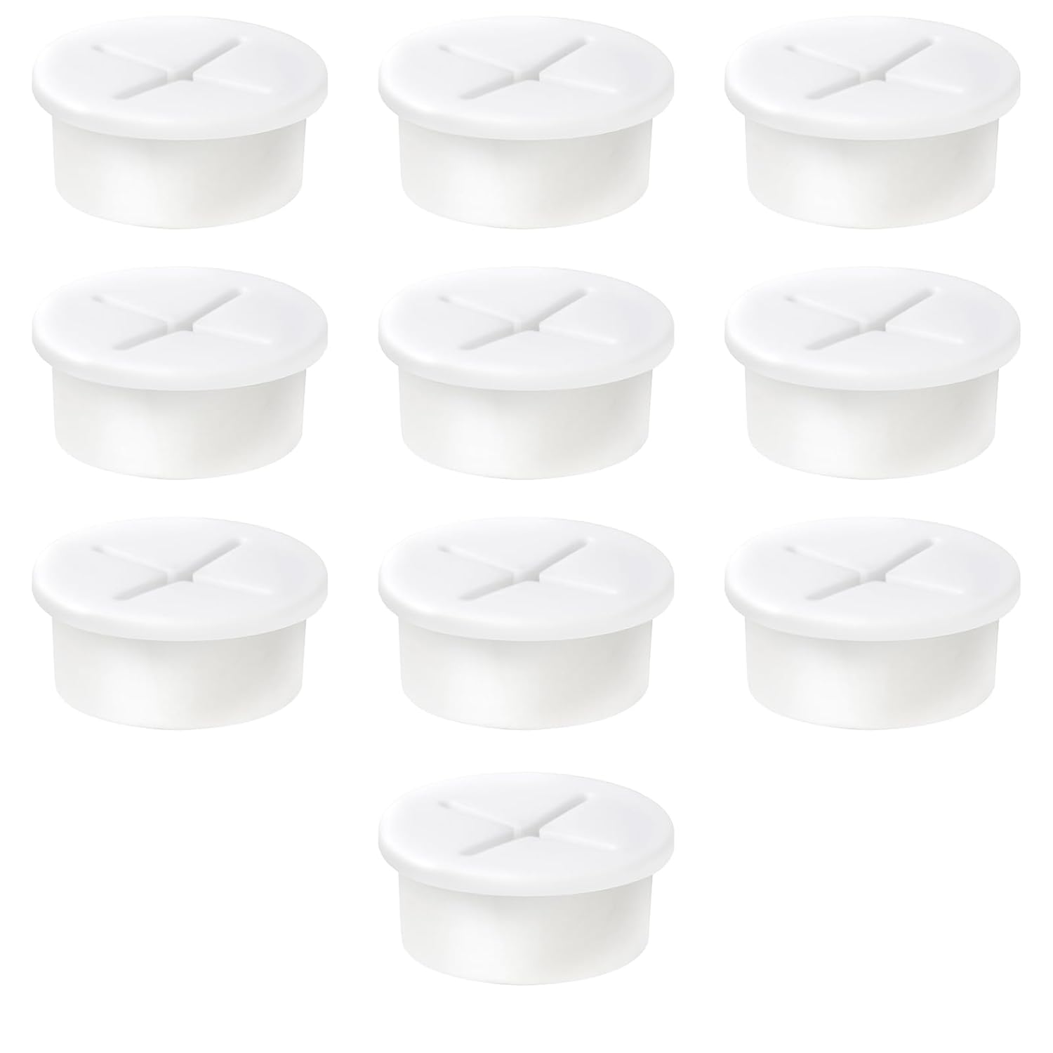 1" White Desk Grommet, JTemgle Flexible Cable Grommet Cross Rubber Cable Hole Cover Wire Organizer Caps Desktop Cord Management for Home Office TV Stands Tabletops, 10 Pieces