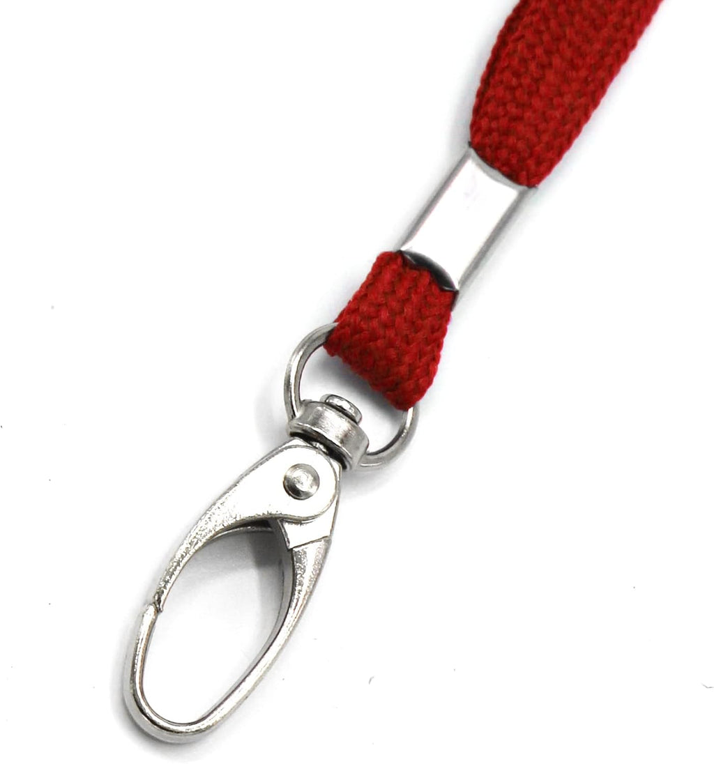 100 Pack Lanyards Bulk Lanyard for Office Id Badges Flat Lanyard with Badge Clip Swivel Hook (100 Pack, Red)