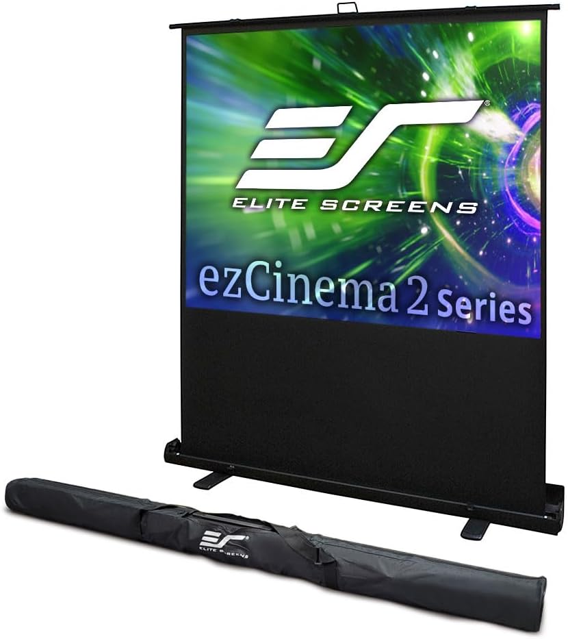 Elite Screens ezCinema 2 Projector Screen, 105-inch 4:3 Portable Manual Floor Pull Up w/ Scissor Backed Church Office Front Projection Carrying Bag, US Based Company 2-YEAR WARRANTY, F105XWV2